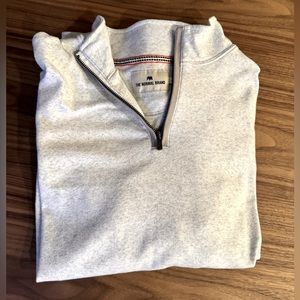 The normal brand men’s light grey/white quarter zip sweater